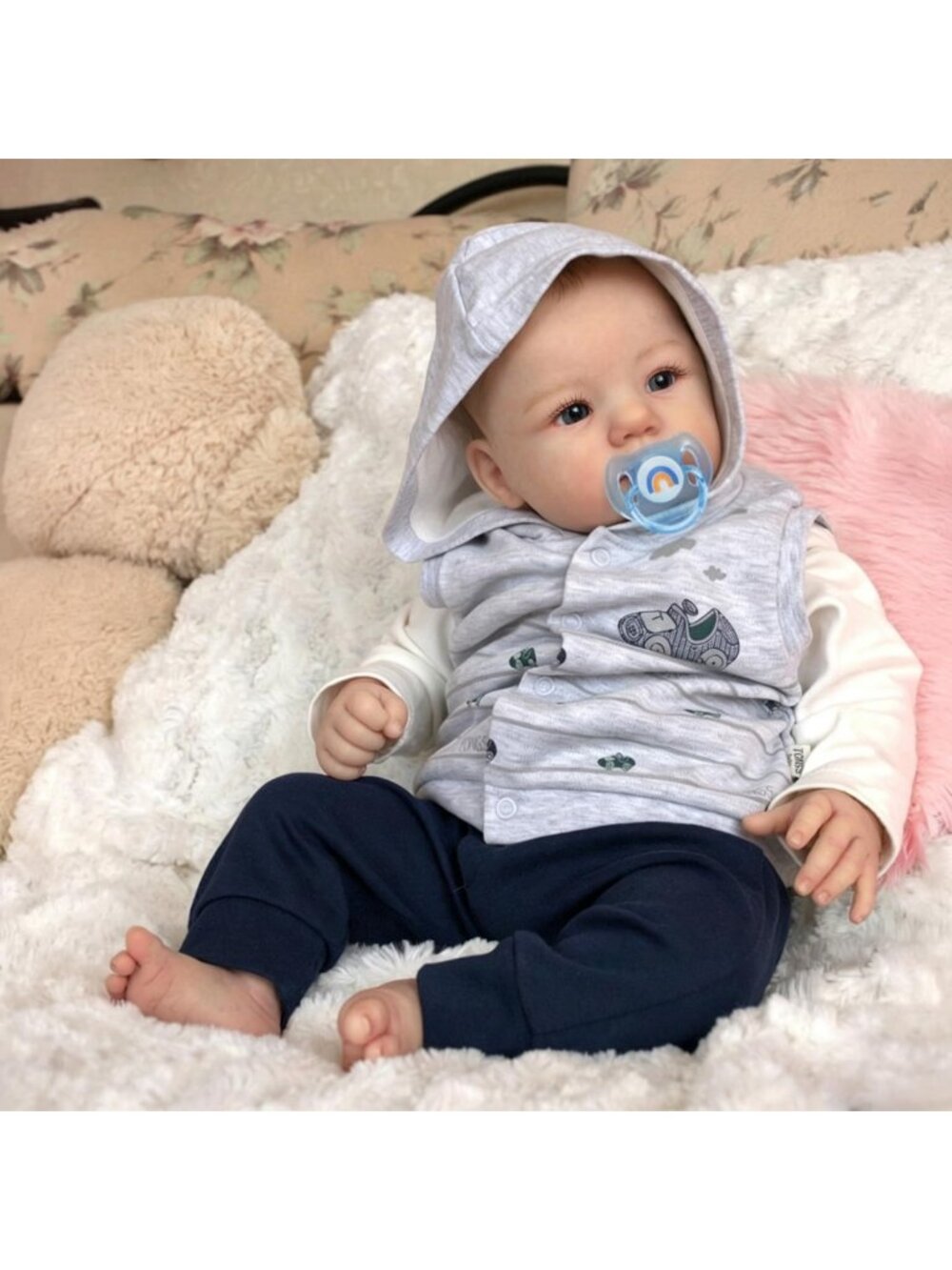 Lifelike 18-Inch Reborn Baby Doll, Realistic Soft Body Newborn Boy Toy